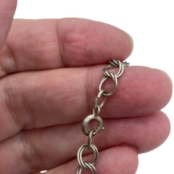 Vintage Sterling Silver Double Curb Chain Bracelet 5g Mid Century 7.25 in Dainty - Picture 4 of 7
